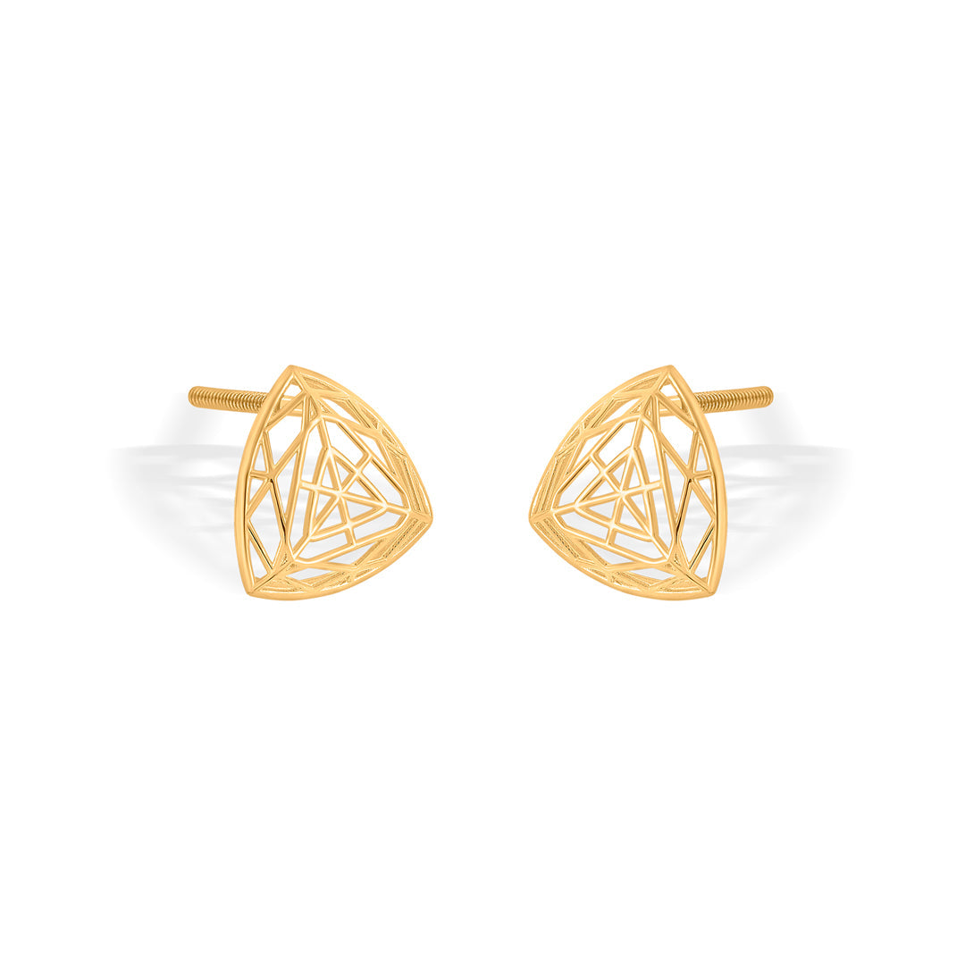 Golden Tri-Weave Gold Stud Earrings for Women