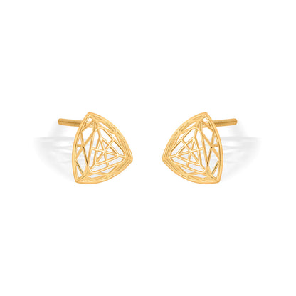 Golden Tri-Weave Gold Stud Earrings for Women