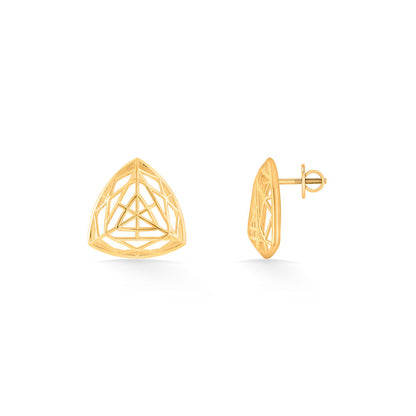 Golden Tri-Weave Gold Stud Earrings for Women