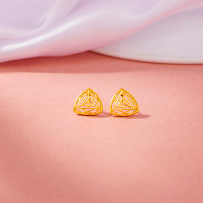 Golden Tri-Weave Gold Stud Earrings for Women