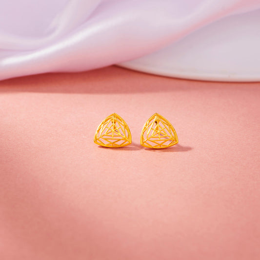Golden Tri-Weave Gold Stud Earrings for Women
