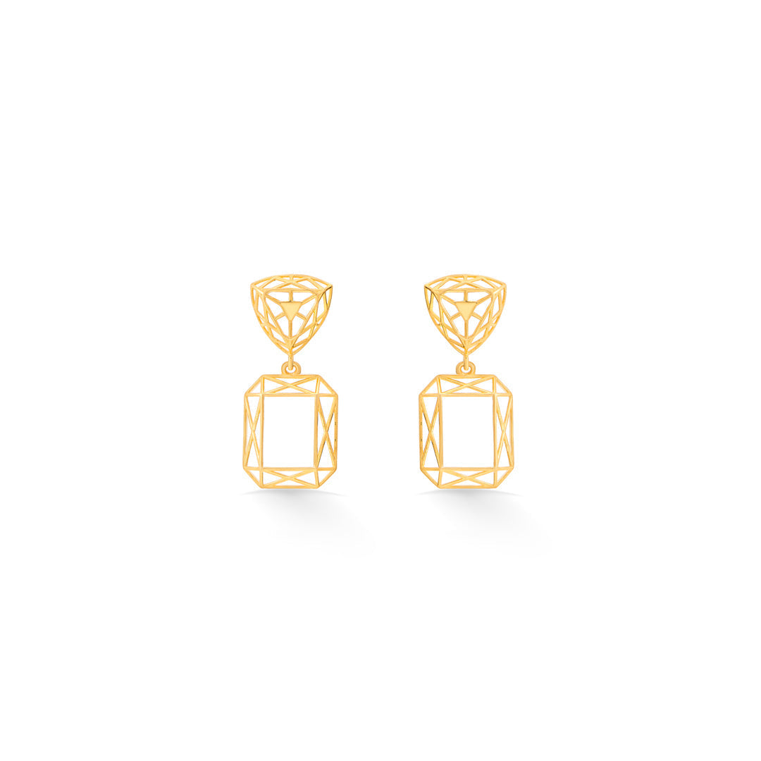 Rectangular Weave Gold Drops & Danglers Earrings for Women