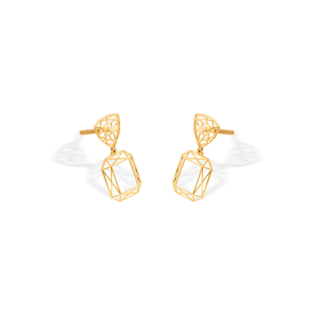 Rectangular Weave Gold Drops & Danglers Earrings for Women