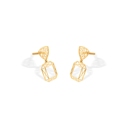 Rectangular Weave Gold Drops & Danglers Earrings for Women
