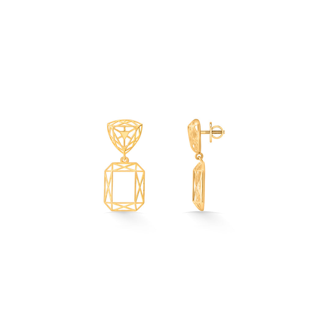 Rectangular Weave Gold Drops & Danglers Earrings for Women