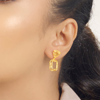 Rectangular Weave Gold Drops & Danglers Earrings for Women