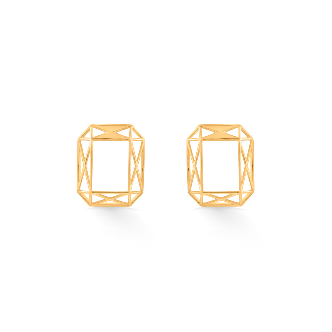 Linear Outline Gold Stud Earrings for Women