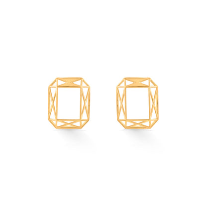 Linear Outline Gold Stud Earrings for Women