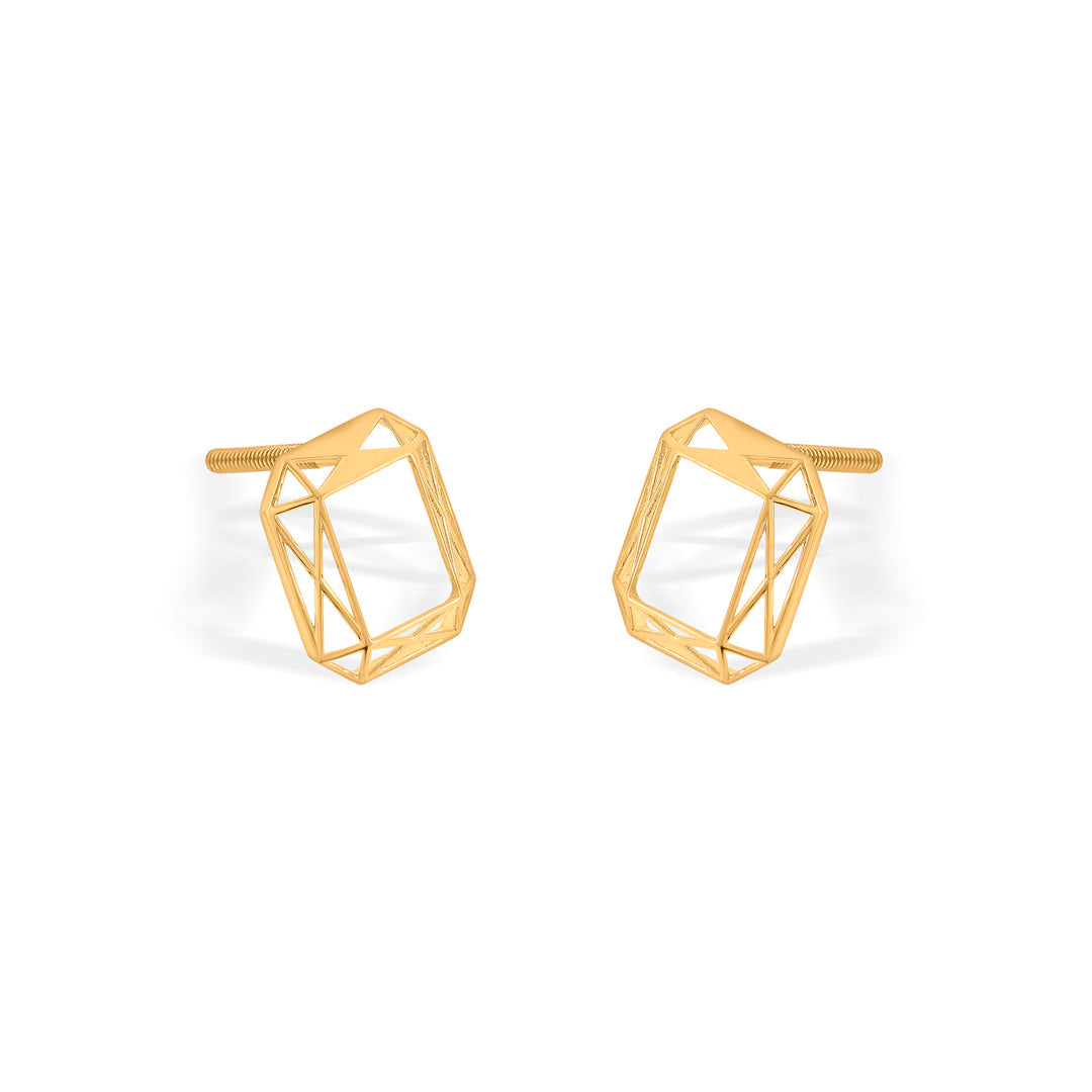 Linear Outline Gold Stud Earrings for Women