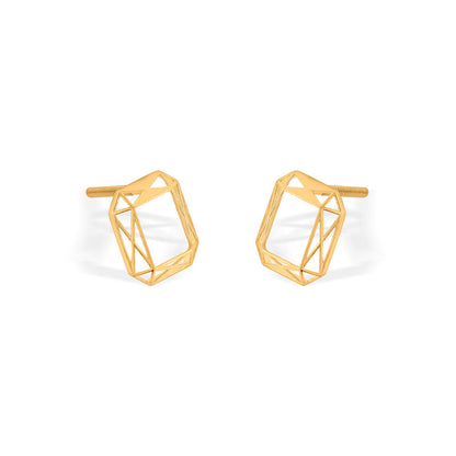 Linear Outline Gold Stud Earrings for Women