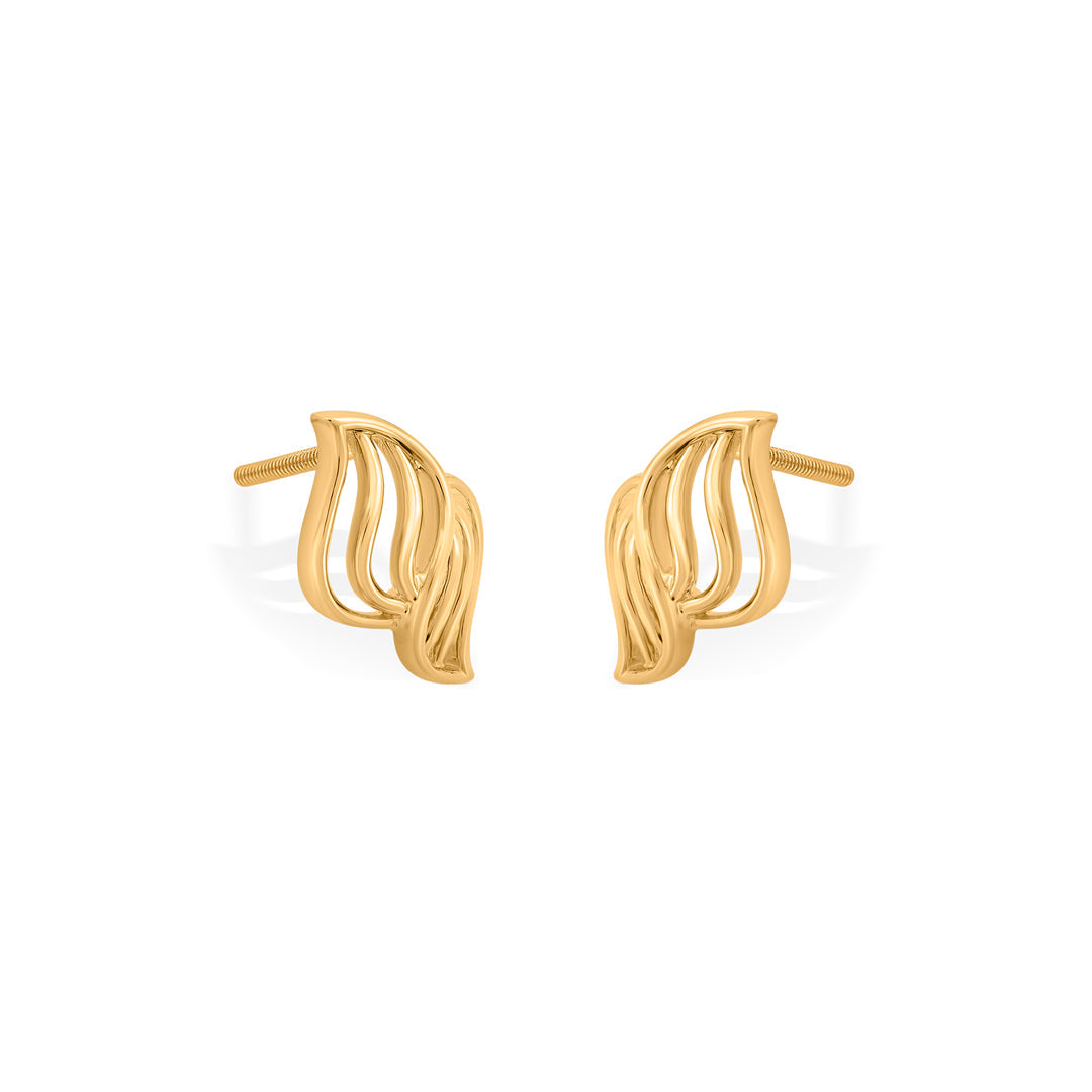 Flame Glow Gold Stud Earrings for Women