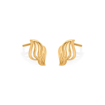 Flame Glow Gold Stud Earrings for Women
