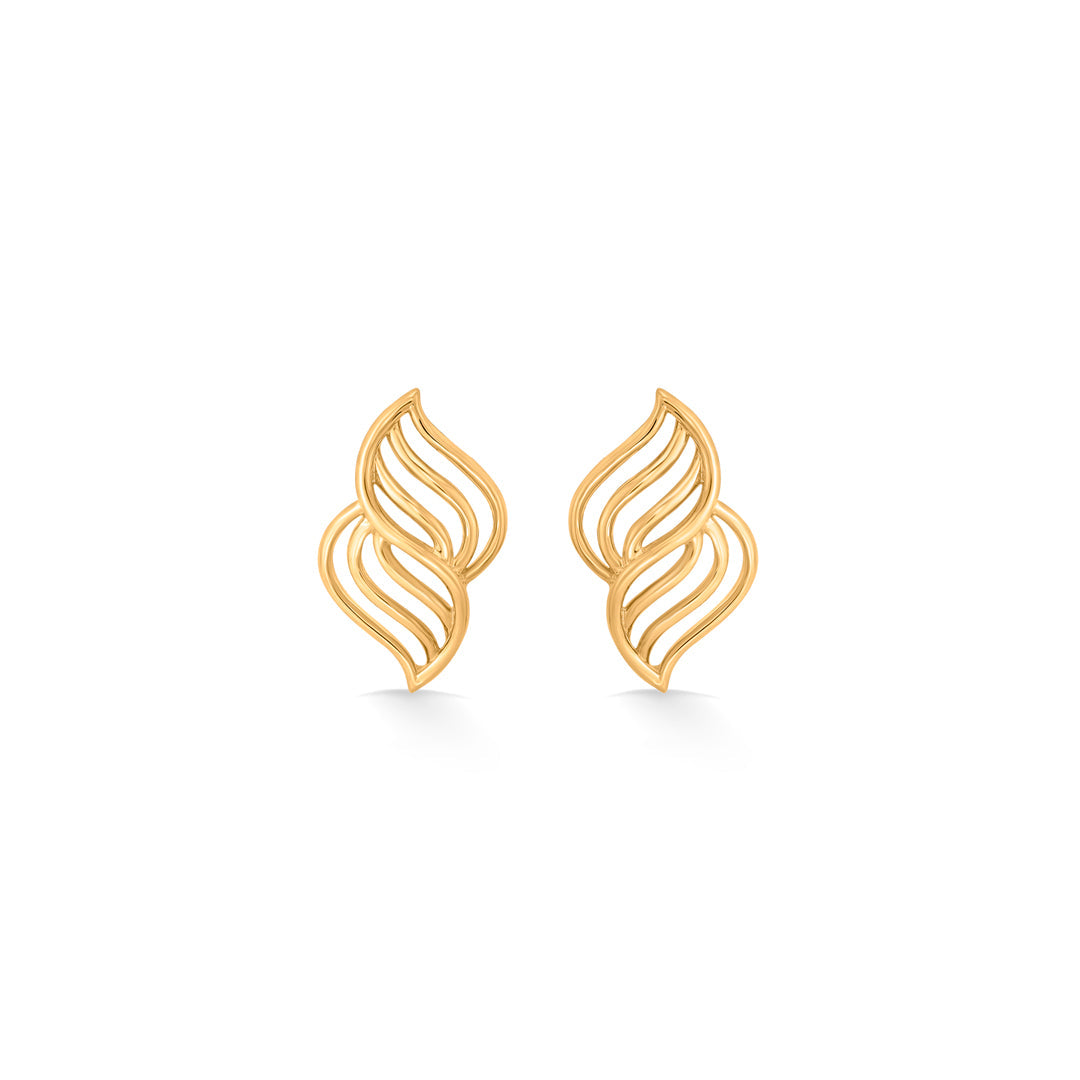 Flame Glow Gold Stud Earrings for Women