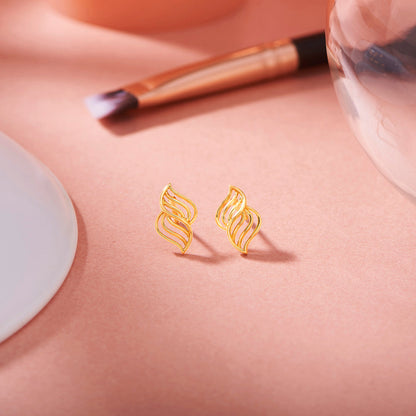 Flame Glow Gold Stud Earrings for Women
