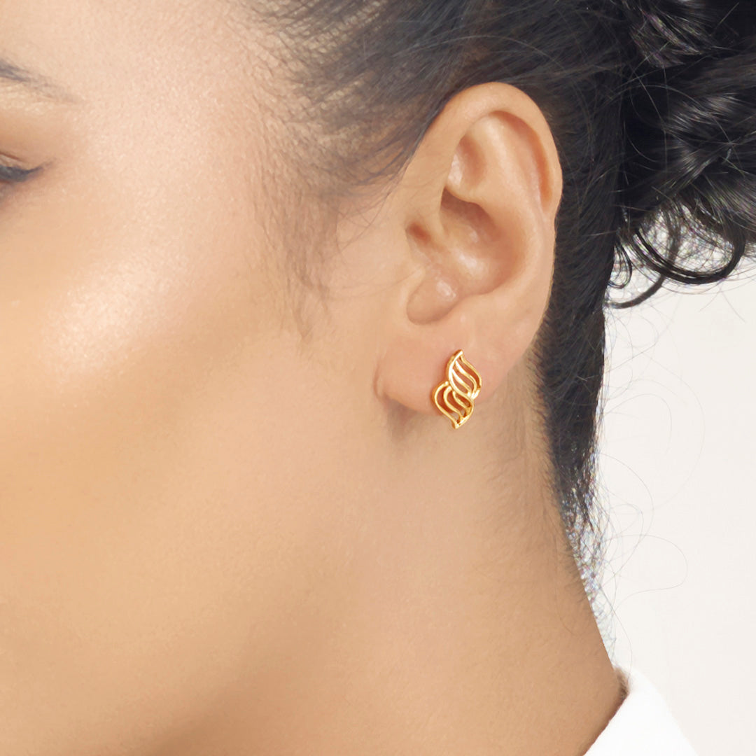 Flame Glow Gold Stud Earrings for Women