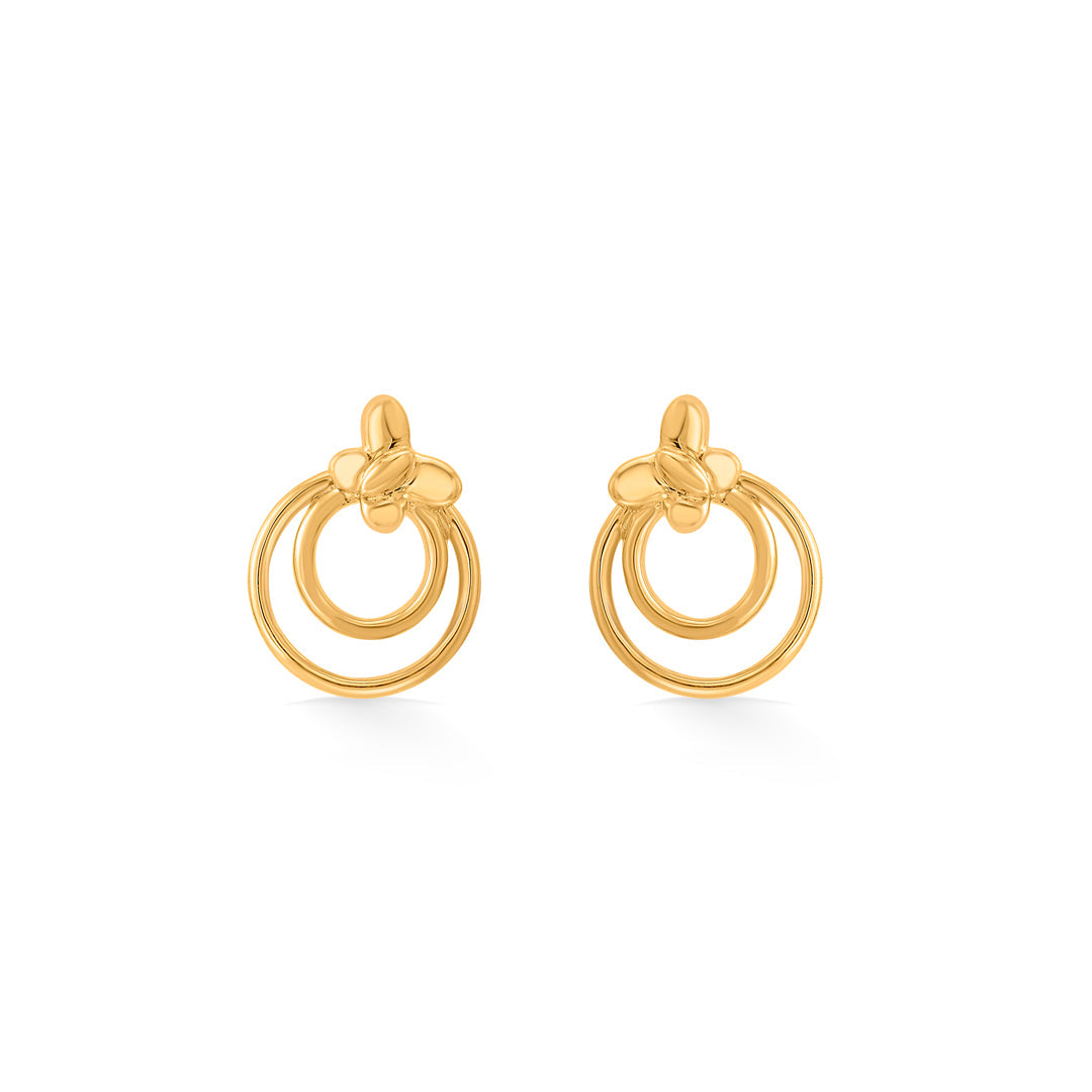 Dual Bloom Gold Stud Earrings for Women