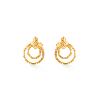Dual Bloom Gold Stud Earrings for Women