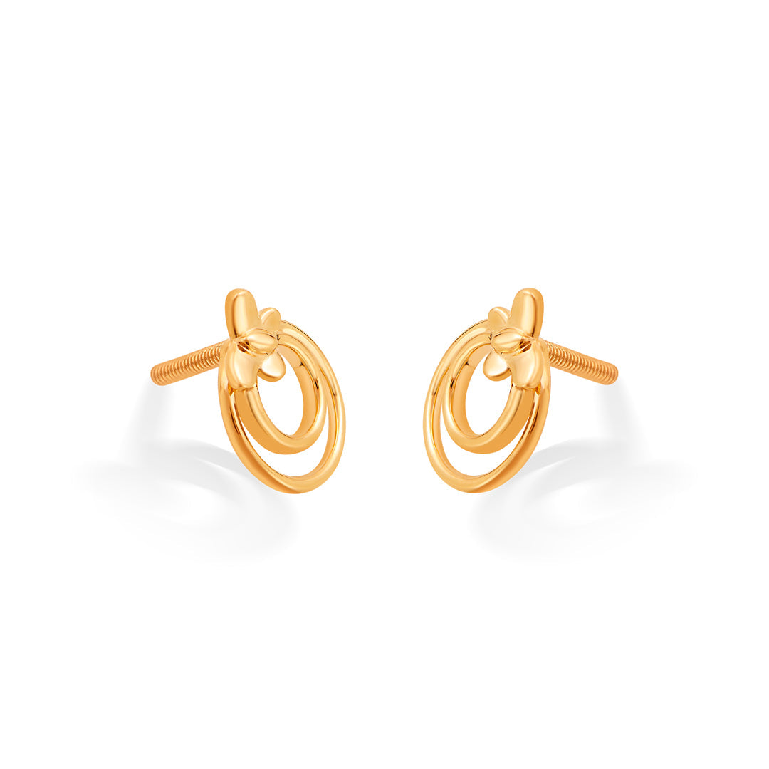 Dual Bloom Gold Stud Earrings for Women