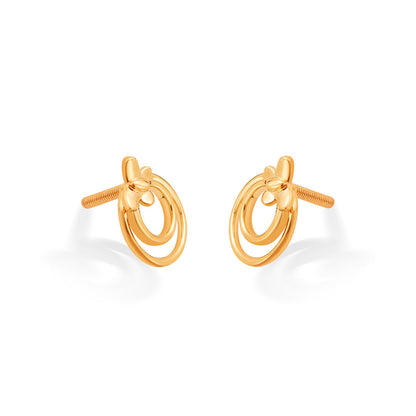 Dual Bloom Gold Stud Earrings for Women