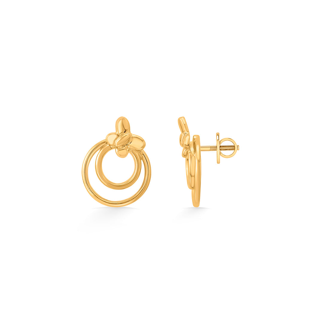 Dual Bloom Gold Stud Earrings for Women