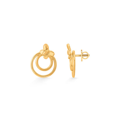 Dual Bloom Gold Stud Earrings for Women