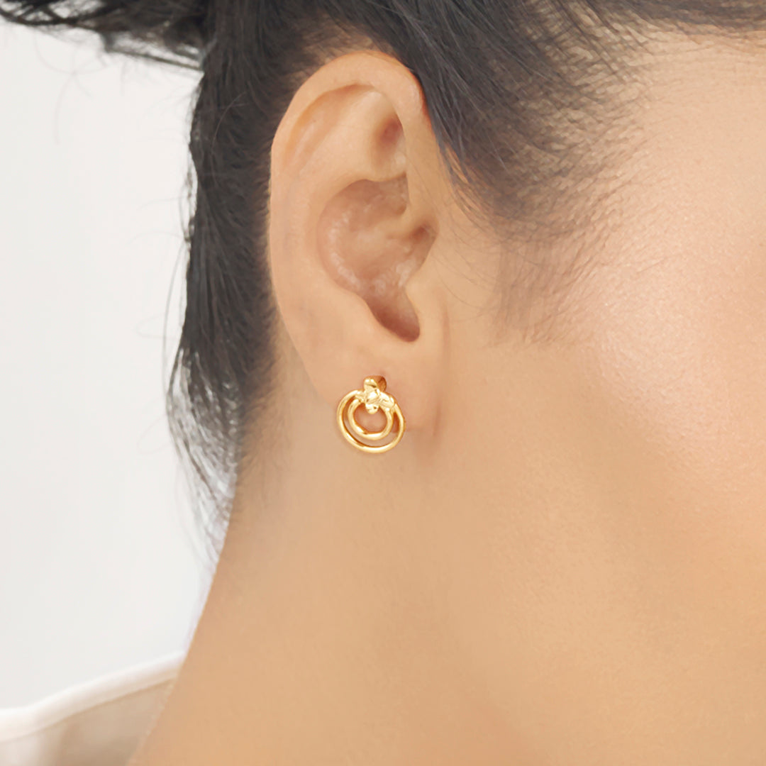 Dual Bloom Gold Stud Earrings for Women