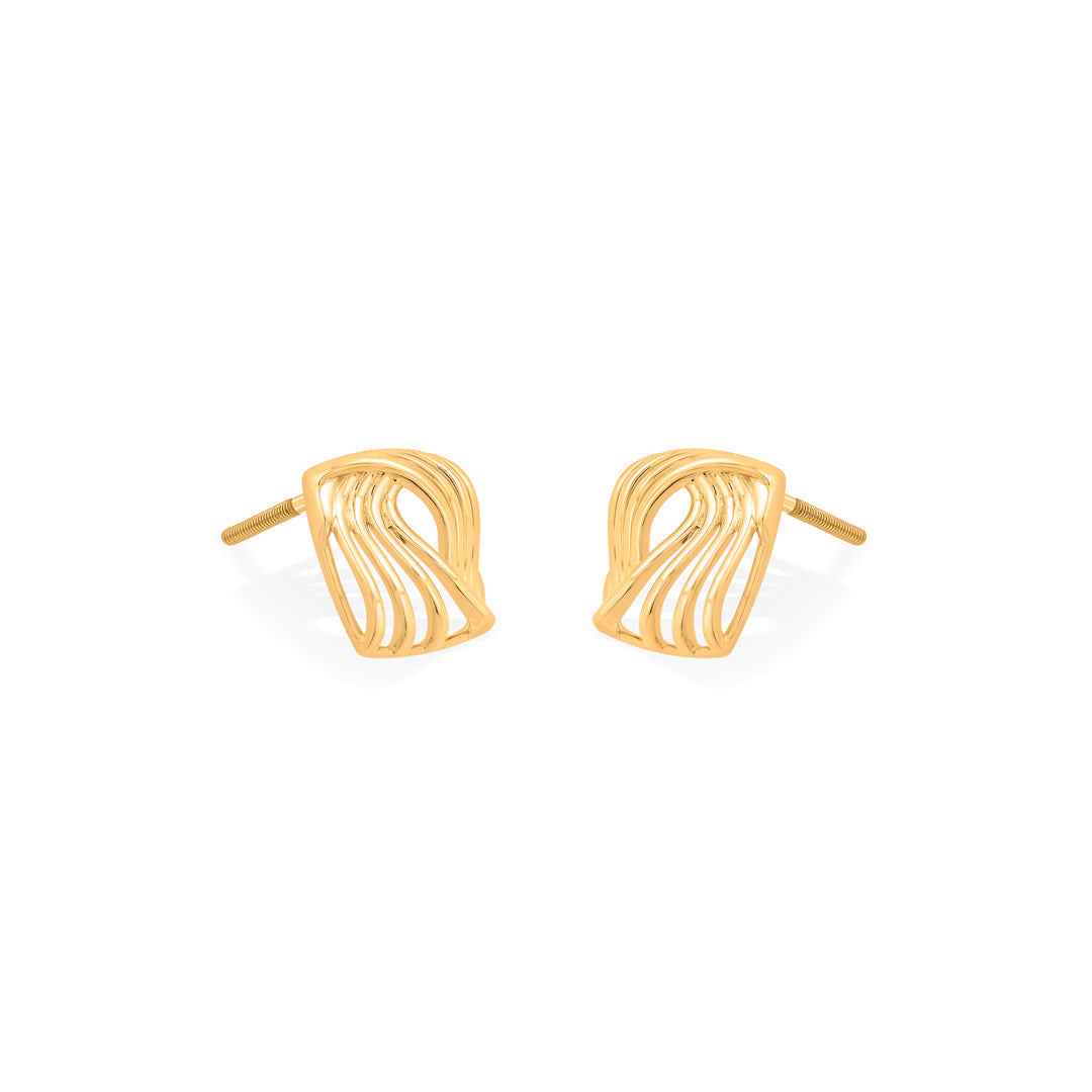 Faceted Flow Gold Stud Earrings for Women