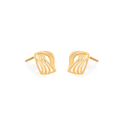 Faceted Flow Gold Stud Earrings for Women