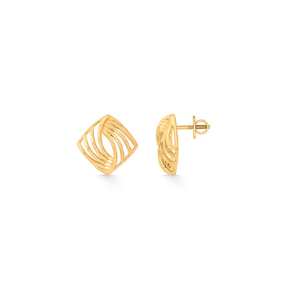 Faceted Flow Gold Stud Earrings for Women