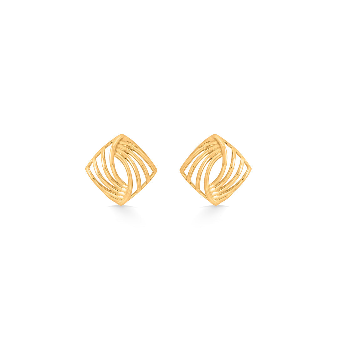 Faceted Flow Gold Stud Earrings for Women