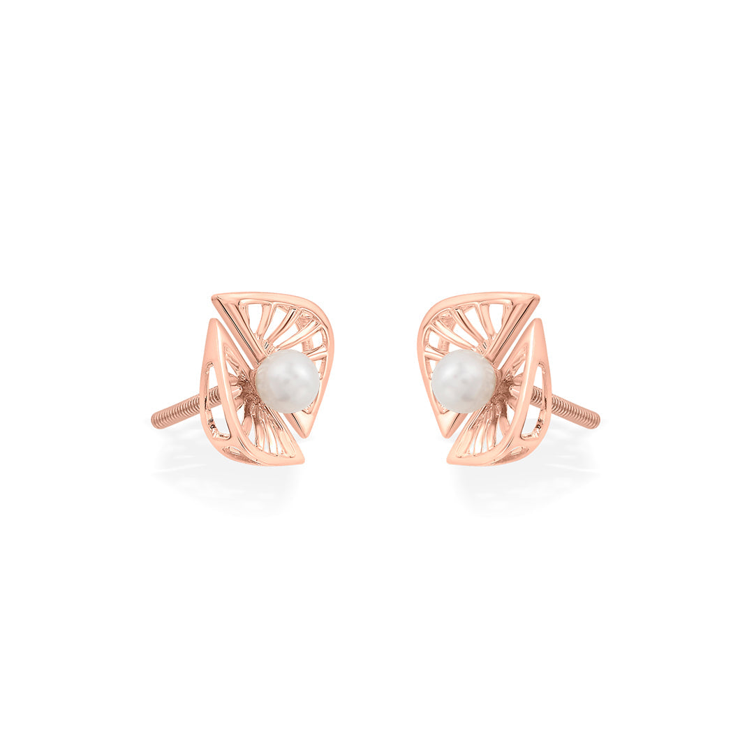 Sun Pearl Glow Gold Stud Earrings for Women