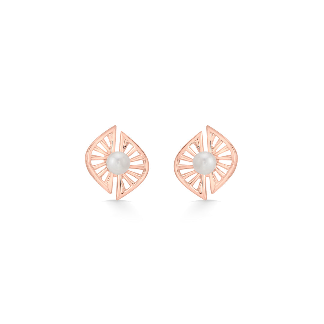 Sun Pearl Glow Gold Stud Earrings for Women