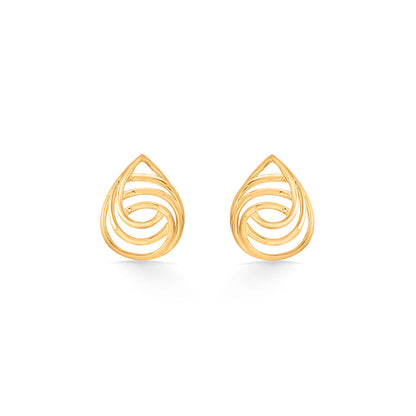 Wave Drop Gold Stud Earrings for Women