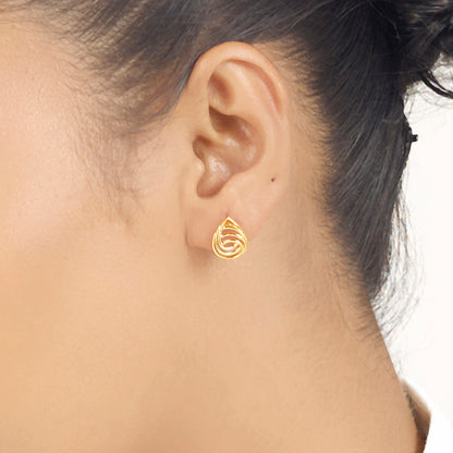 Wave Drop Gold Stud Earrings for Women