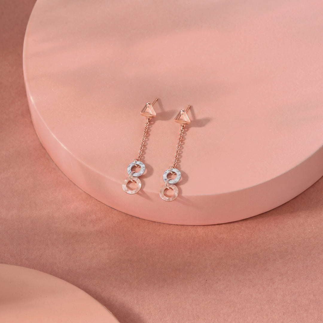 Double Halo Gold Drops & Danglers Earrings for Women