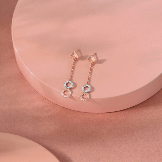 Double Halo Gold Drops & Danglers Earrings for Women