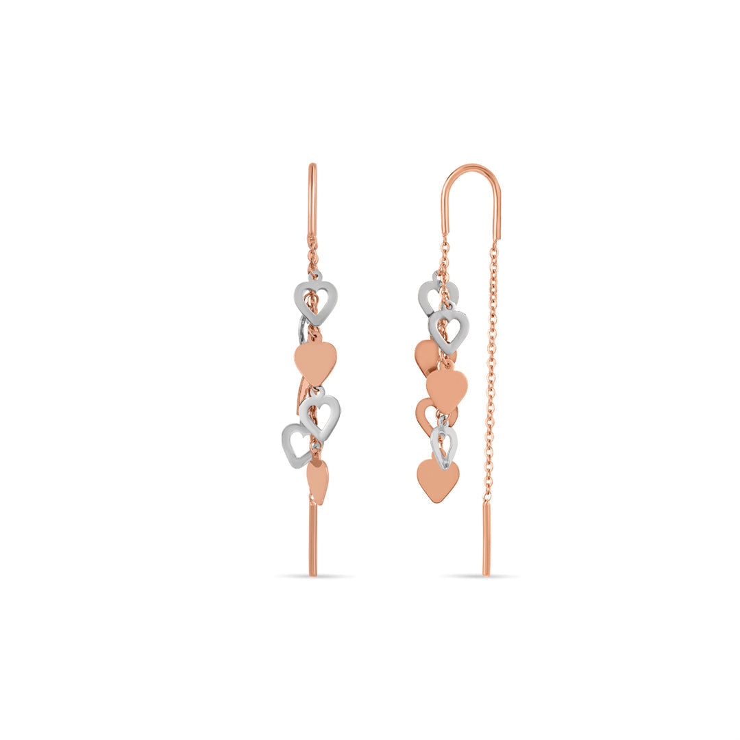 Heart Thread Gold Sui Dhaga Earrings for Women