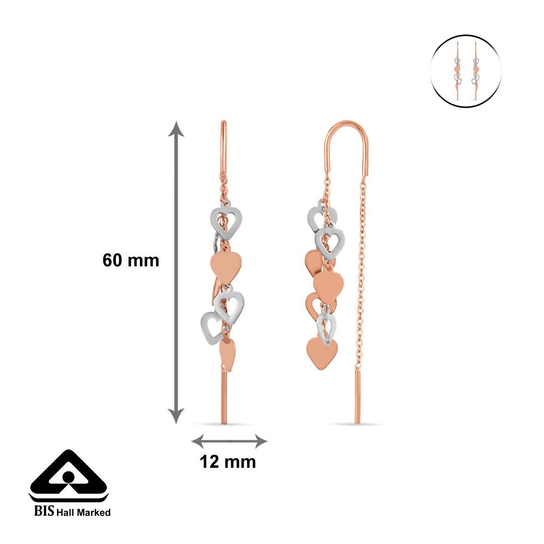 Heart Thread Gold Sui Dhaga Earrings for Women