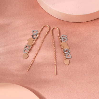 Heart Thread Gold Sui Dhaga Earrings for Women