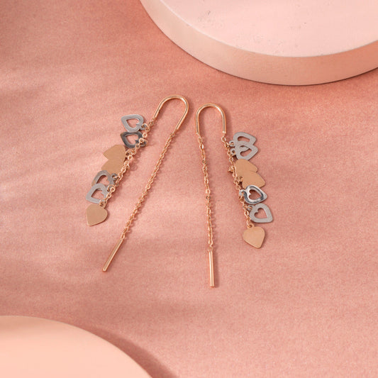 Heart Thread Gold Sui Dhaga Earrings for Women