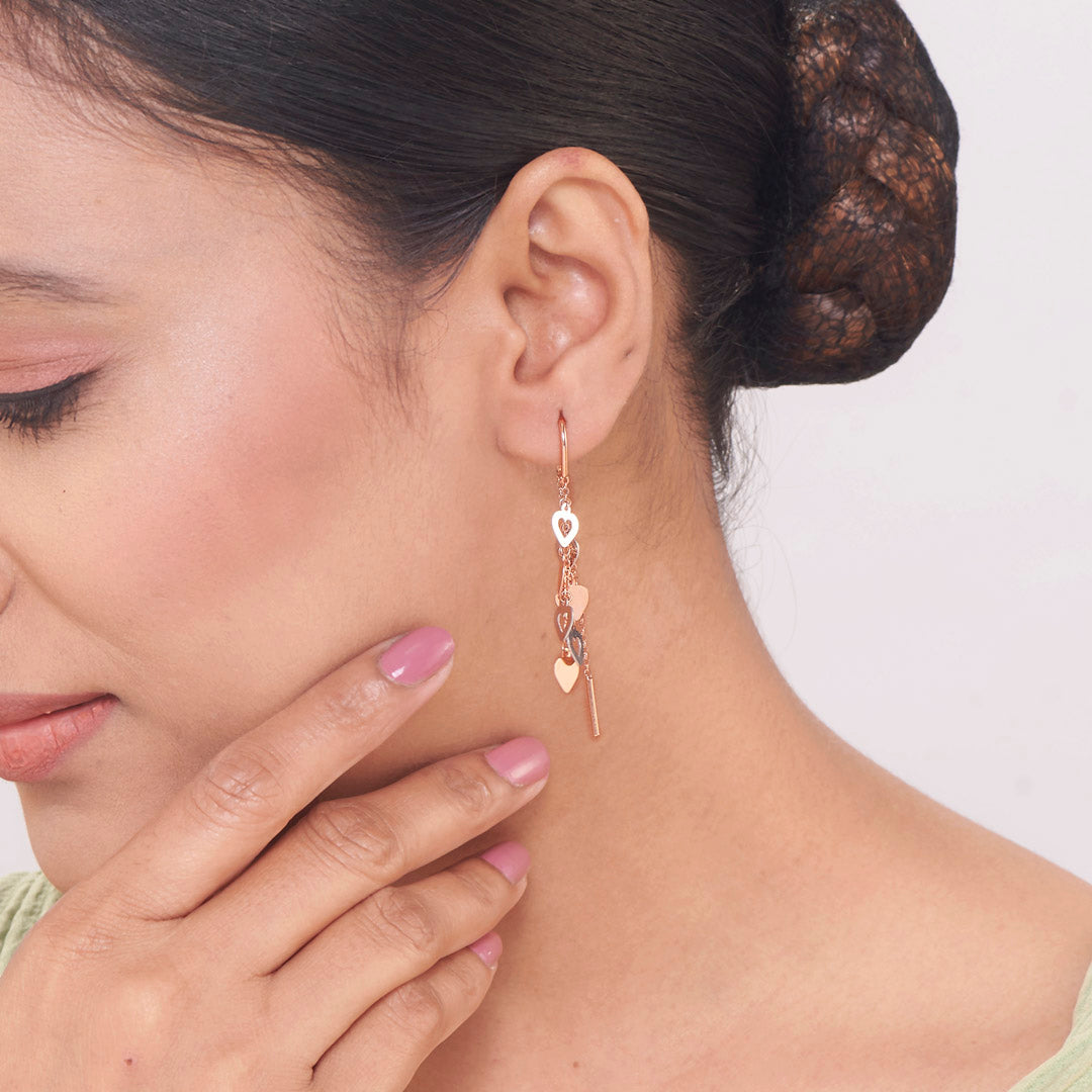 Heart Thread Gold Sui Dhaga Earrings for Women