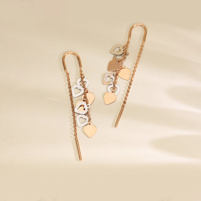 Heart Thread Gold Sui Dhaga Earrings for Women