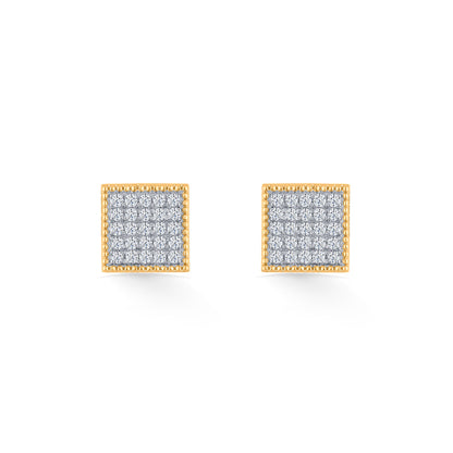 Crystal Mosaic Diamond & Gold Stud Earrings for Women