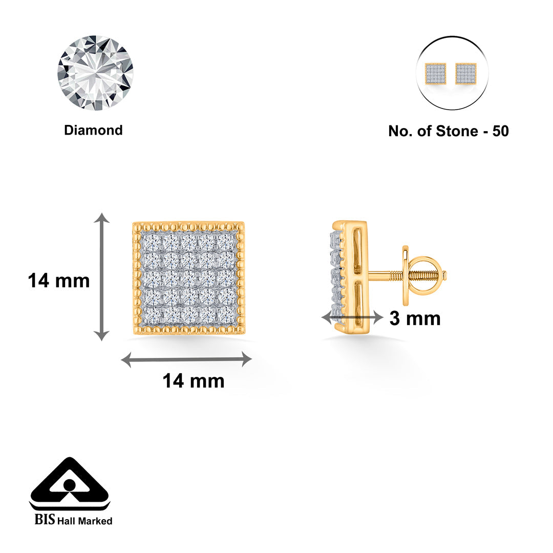 Crystal Mosaic Diamond & Gold Stud Earrings for Women