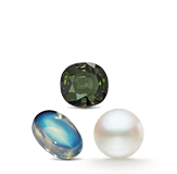 pearl, alexandrite and moonstone