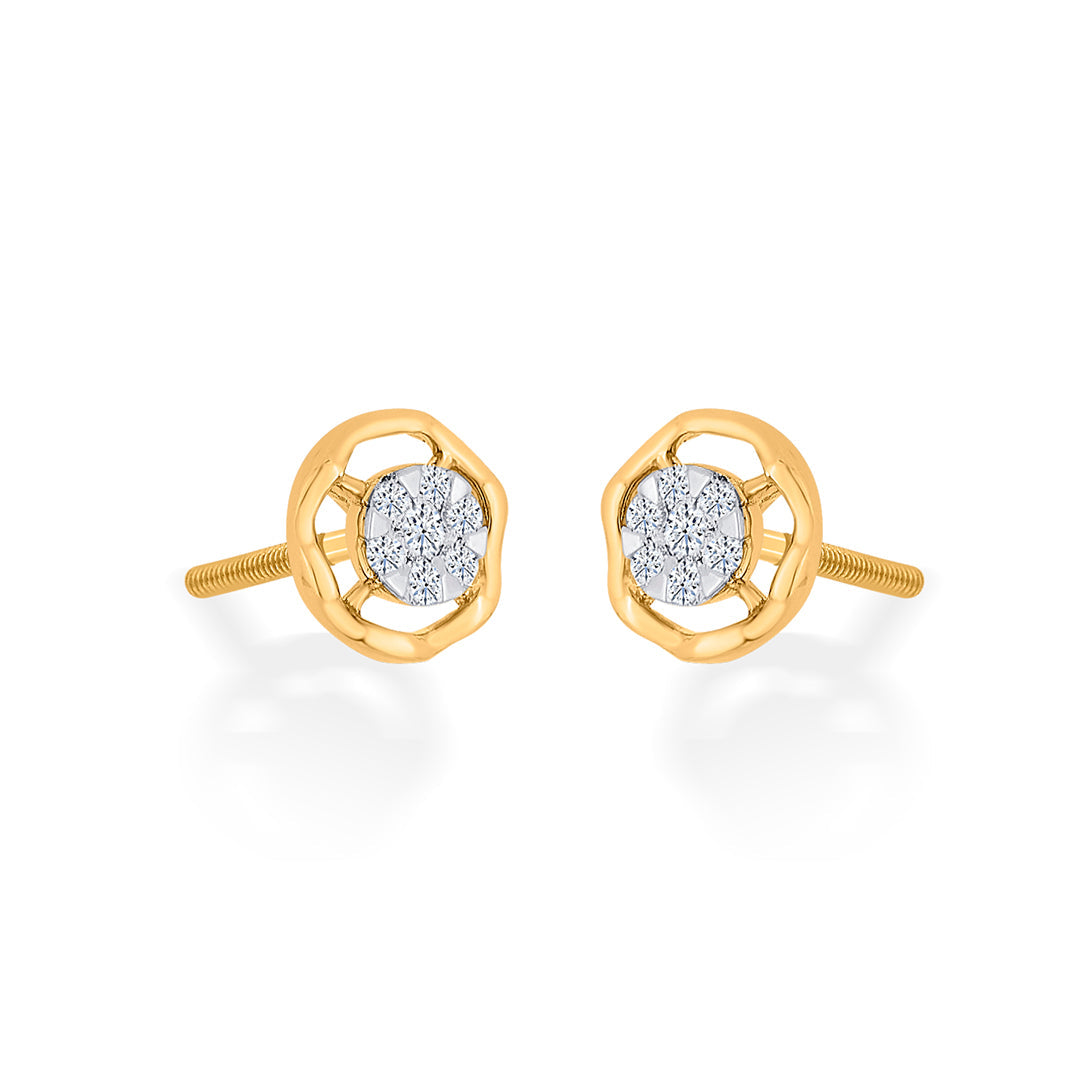 Brilliant Sphere Diamond & Gold Stud Earrings for Women