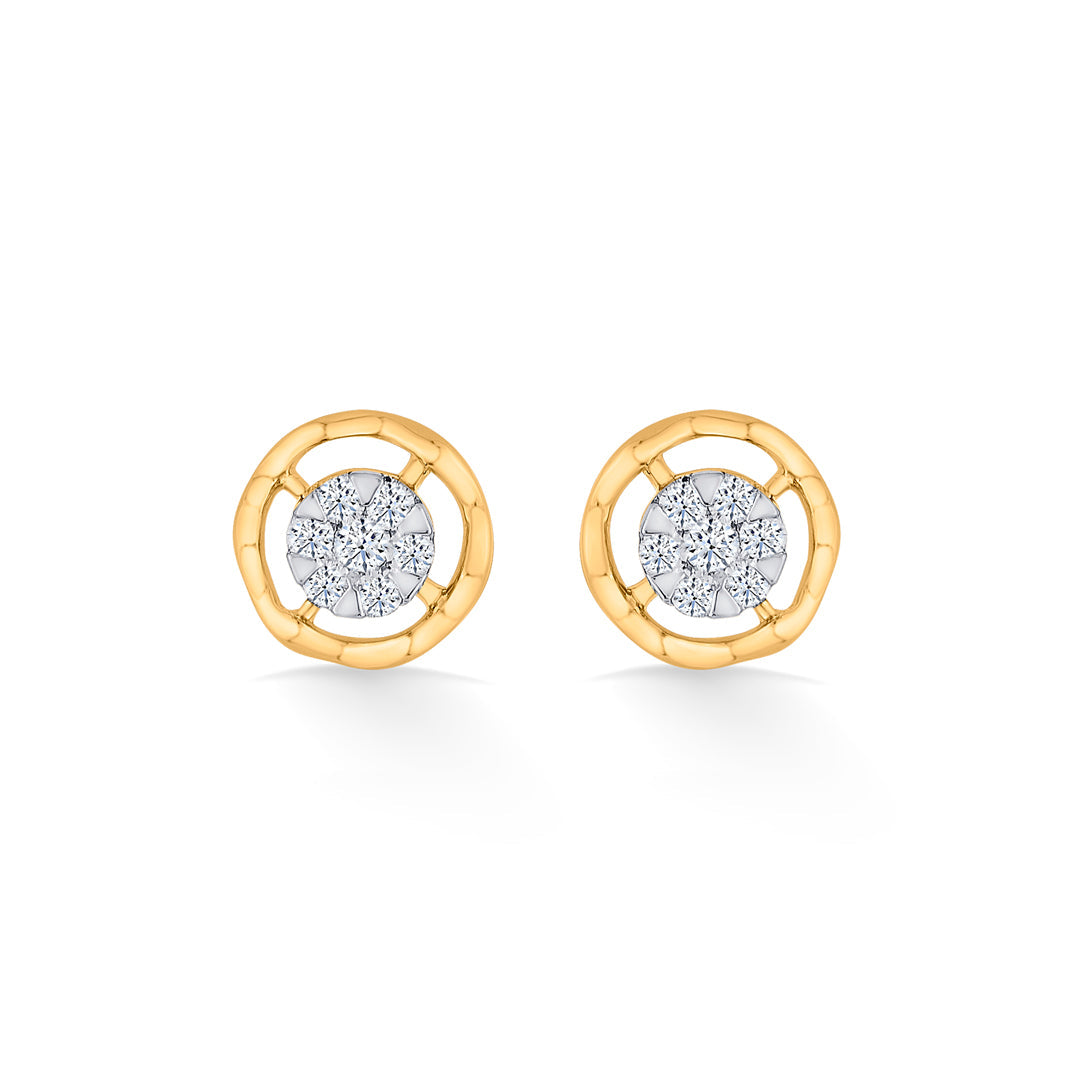 Brilliant Sphere Diamond & Gold Stud Earrings for Women