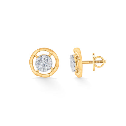 Brilliant Sphere Diamond & Gold Stud Earrings for Women