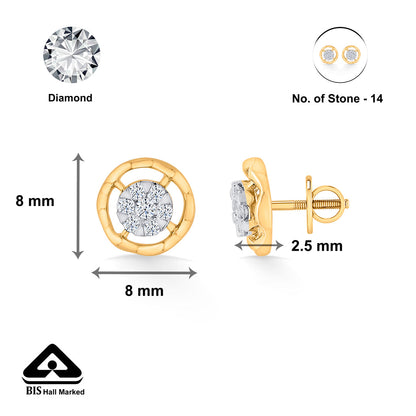 Brilliant Sphere Diamond & Gold Stud Earrings for Women