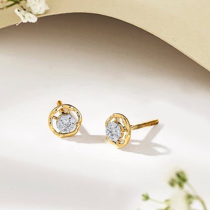 Brilliant Sphere Diamond & Gold Stud Earrings for Women